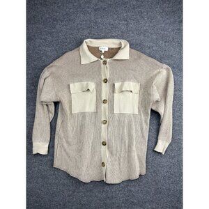Bohme Sweater Womens Small Medium Button Up Collared Knit Top Front Pockets